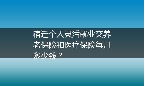 宿迁个人灵活就业交养老保险和医疗保险每月多少钱？