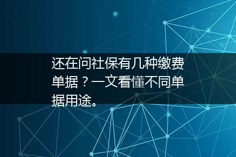 还在问社保有几种缴费单据？一文看懂不同单据用途。
