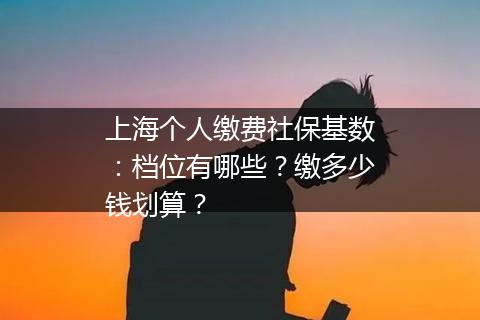 上海个人缴费社保基数：档位有哪些？缴多少钱划算？