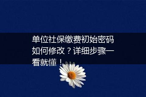 单位社保缴费初始密码如何修改？详细步骤一看就懂！