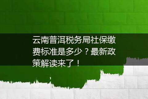 云南普洱税务局社保缴费标准是多少？最新政策解读来了！