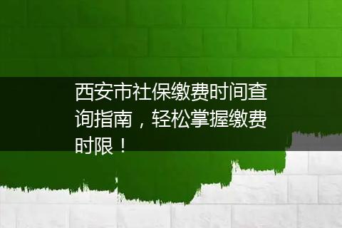 西安市社保缴费时间查询指南，轻松掌握缴费时限！