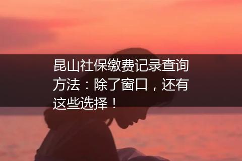 昆山社保缴费记录查询方法：除了窗口，还有这些选择！