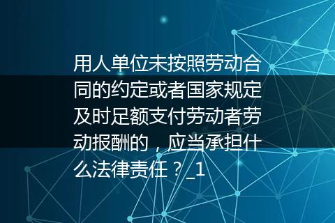 用人单位未按照劳动合同的约定或者国家规定及时足额支付劳动者劳动报酬的，应当承担什么法律责任？_1