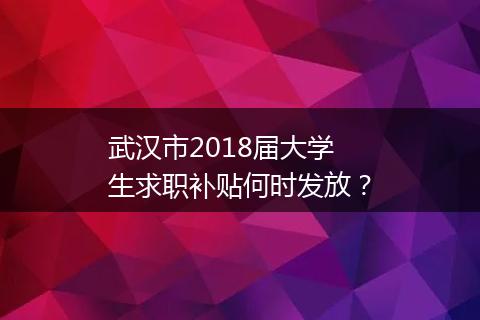 武汉市2018届大学生求职补贴何时发放？