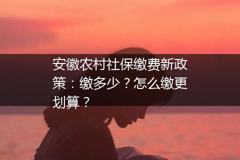 安徽农村社保缴费新政策：缴多少？怎么缴更划算？