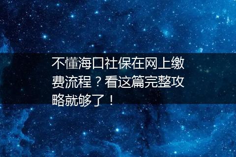 不懂海口社保在网上缴费流程？看这篇完整攻略就够了！