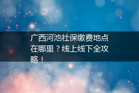 广西河池社保缴费地点在哪里？线上线下全攻略！