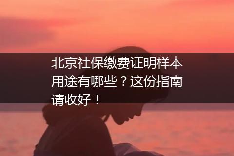 北京社保缴费证明样本用途有哪些？这份指南请收好！
