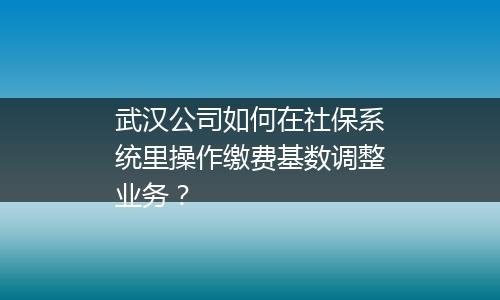 武汉公司如何在社保系统里操作缴费基数调整业务？