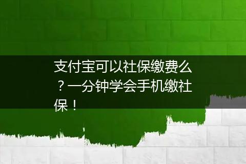 支付宝可以社保缴费么？一分钟学会手机缴社保！