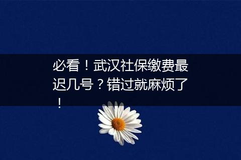 必看！武汉社保缴费最迟几号？错过就麻烦了！