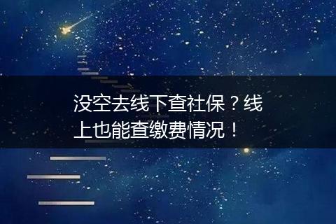 没空去线下查社保？线上也能查缴费情况！