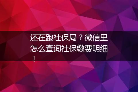 还在跑社保局？微信里怎么查询社保缴费明细！