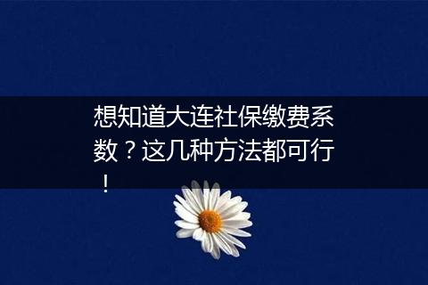 想知道大连社保缴费系数？这几种方法都可行！