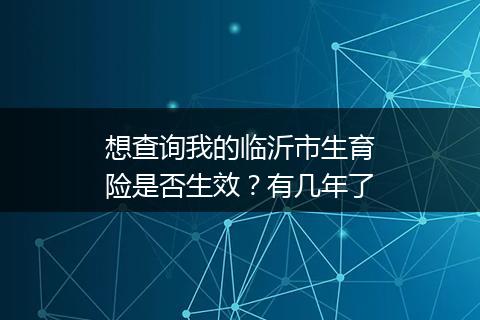 想查询我的临沂市生育险是否生效？有几年了