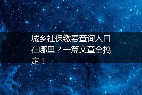 城乡社保缴费查询入口在哪里？一篇文章全搞定！