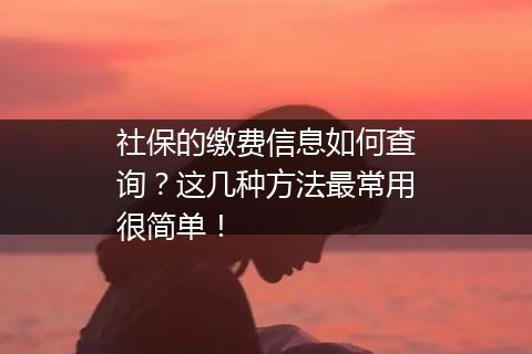 社保的缴费信息如何查询？这几种方法最常用很简单！