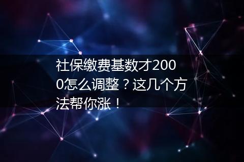 社保缴费基数才2000怎么调整？这几个方法帮你涨！