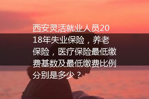 西安灵活就业人员2018年失业保险，养老保险，医疗保险最低缴费基数及最低缴费比例分别是多少？