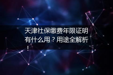 天津社保缴费年限证明有什么用？用途全解析！