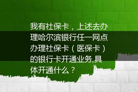 我有社保卡，上述去办理哈尔滨银行任一网点办理社保卡（医保卡）的银行卡开通业务,具体开通什么？