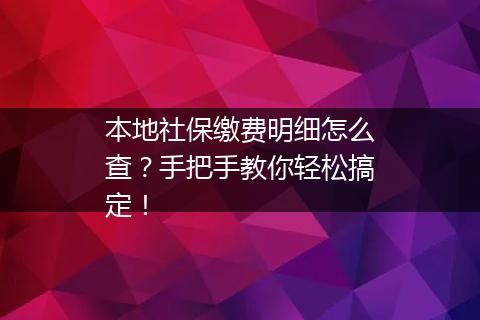 本地社保缴费明细怎么查？手把手教你轻松搞定！