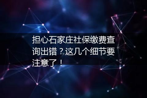 担心石家庄社保缴费查询出错？这几个细节要注意了！