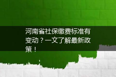 河南省社保缴费标准有变动？一文了解最新政策！