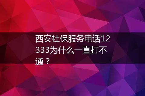 西安社保服务电话12333为什么一直打不通？