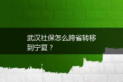 武汉社保怎么跨省转移到宁夏？