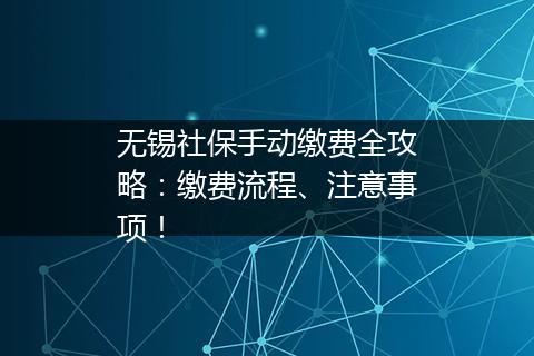 无锡社保手动缴费全攻略：缴费流程、注意事项！