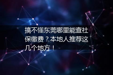搞不懂东莞哪里能查社保缴费？本地人推荐这几个地方！