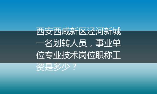 西安西咸新区泾河新城一名划转人员，事业单位专业技术岗位职称工资是多少？