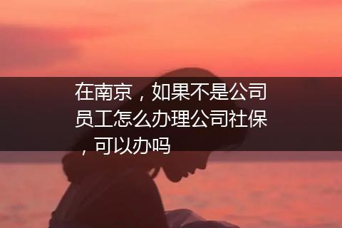 在南京，如果不是公司员工怎么办理公司社保，可以办吗