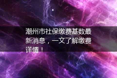 潮州市社保缴费基数最新消息，一文了解缴费详情！