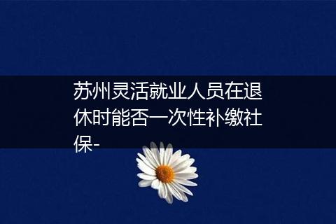 苏州灵活就业人员在退休时能否一次性补缴社保-