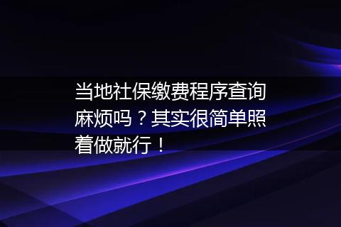 当地社保缴费程序查询麻烦吗？其实很简单照着做就行！