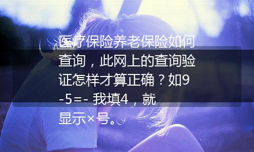 医疗保险养老保险如何查询，此网上的查询验证怎样才算正确？如9-5=- 我填4，就显示×号。