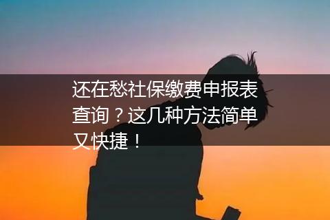 还在愁社保缴费申报表查询？这几种方法简单又快捷！