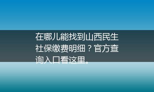在哪儿能找到山西民生社保缴费明细？官方查询入口看这里。