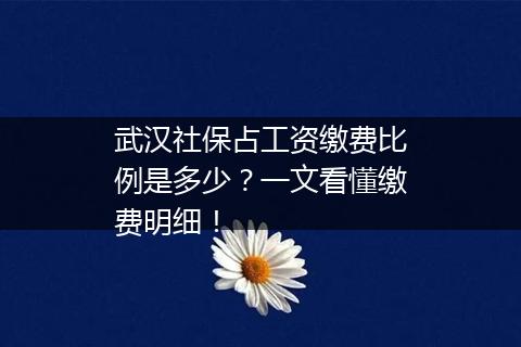 武汉社保占工资缴费比例是多少？一文看懂缴费明细！