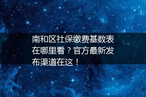 南和区社保缴费基数表在哪里看？官方最新发布渠道在这！