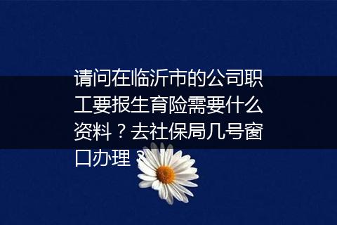 请问在临沂市的公司职工要报生育险需要什么资料？去社保局几号窗口办理？
