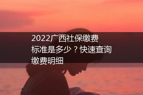 2022广西社保缴费标准是多少？快速查询缴费明细