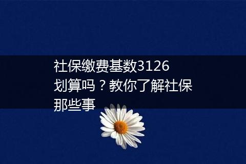 社保缴费基数3126划算吗？教你了解社保那些事