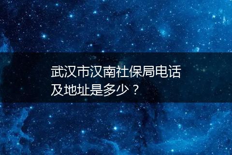 武汉市汉南社保局电话及地址是多少？