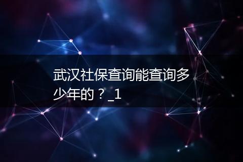 武汉社保查询能查询多少年的？_1