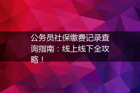 公务员社保缴费记录查询指南：线上线下全攻略！