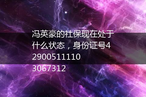 冯英豪的社保现在处于什么状态，身份证号429005111103067312